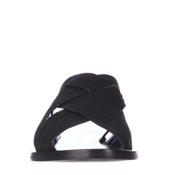 Black Leather Slingback Flat Huarache Sandals - Picture 6 of 8